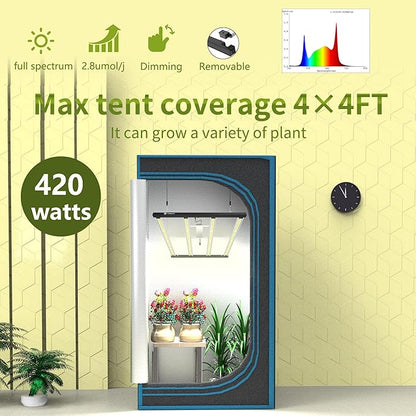 FARMLITE LED Grow Lights for Indoor Plants - Full Spectrum Growing Light - Plant Hanging Growing Lamps - Seedling Daisy Chain - Dimmable Board - 4x4ft Coverage (420watts)