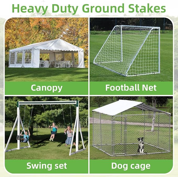 Black Trampoline Stakes Anchors High Wind 12inx6mm Galvanized U Hook 20pcs Rebar Stakes – Heavy Duty Ground Anchors for Trampoline,Yard & Inflatable,Landscape Metal Stakes for Outdoor Decorations