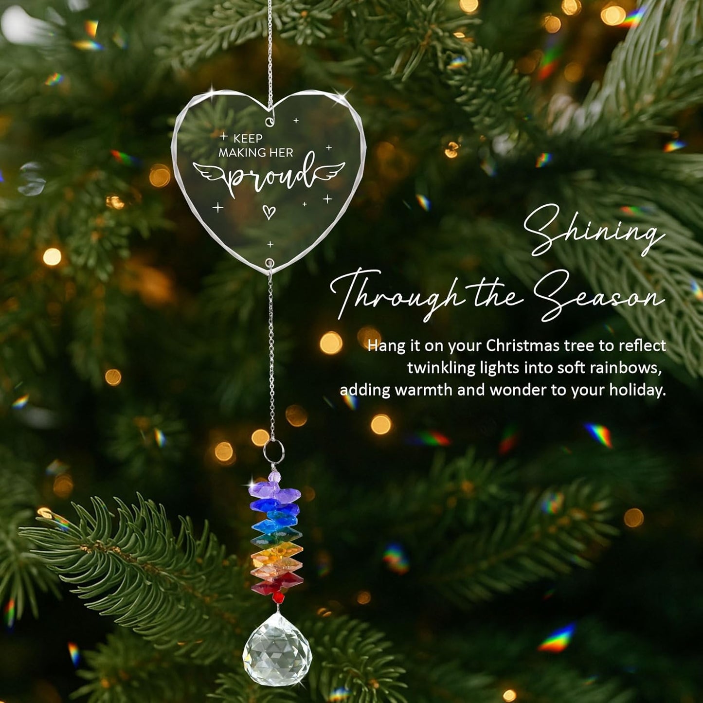 Memorial Suncatcher - Sympathy Gift for Loss of Mother - Crystal Rainbow Maker - Bereavement Keepsake - Hanging Crystal Decor - Loss of Mom - Daily Remembrance