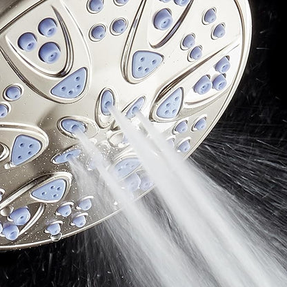 AquaDance Antimicrobial/Anti-Clog High-Pressure 6-setting Hand Shower with Nozzle Protection from Growth of Mold, Mildew & Bacteria for Stronger Shower! - Sunset Blue