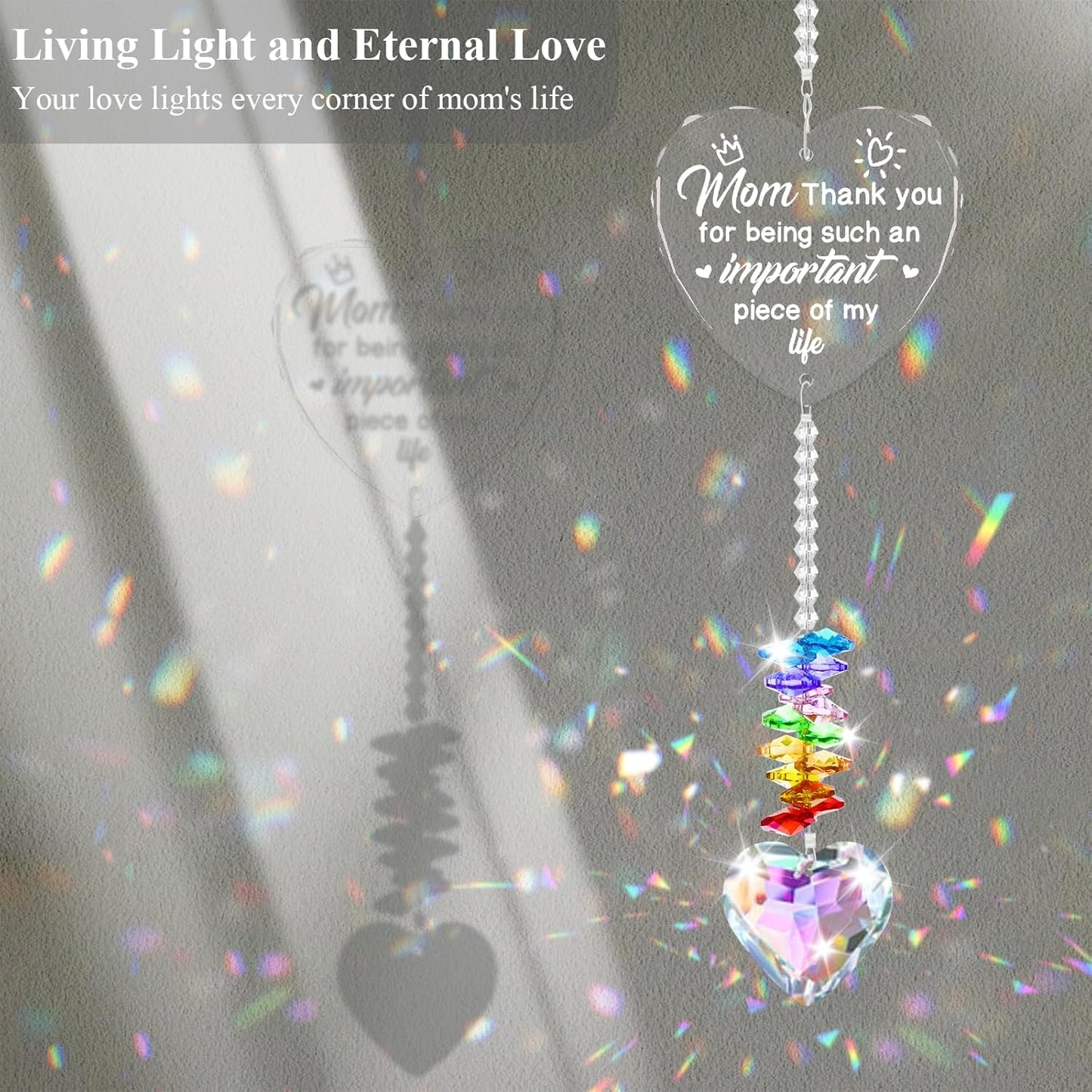 Gifts for Mom from Daughter and Son, Crystal Suncatcher Gift for Mother, Mom Gifts for Birthday Thanksgiving Christmas Mother's Day