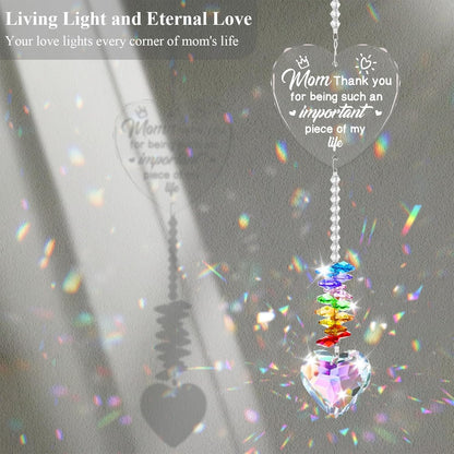 Gifts for Mom from Daughter and Son, Crystal Suncatcher Gift for Mother, Mom Gifts for Birthday Thanksgiving Christmas Mother's Day