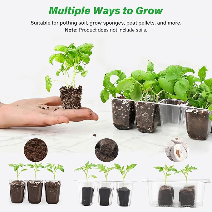 Bonviee 5-Pack Seed Starter Trays for Indoor Germination – Humidity Dome to Regulate Temperature & Humidity, Clear Tray for Root Observation, Drain Holes to Prevent Overwatering (5 Packs, Clear)