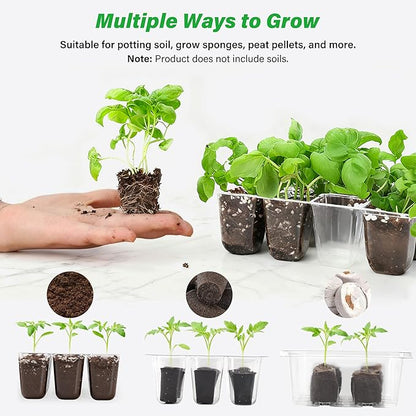 Bonviee 5-Pack Seed Starter Trays for Indoor Germination – Humidity Dome to Regulate Temperature & Humidity, Clear Tray for Root Observation, Drain Holes to Prevent Overwatering (5 Packs, Clear)