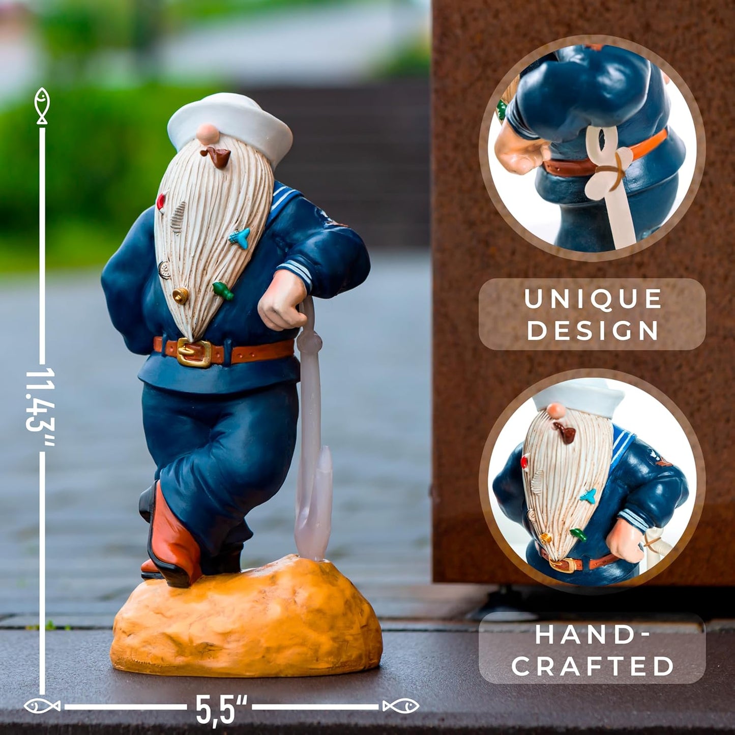 Navy Gnome 11.43" x 5.5", Funny Garden Gnomes, Gnomes Decorations for Yard, Patriotic Garden Decor, Navy Gifts, Army Gnome