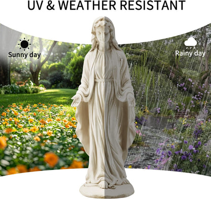 YOLENY Virgin Mary Statue Outdoor, 29.4 Inch Tall Garden Statue of Mary, Religious Blessed Mother Sculpture for Patio Yard Home Decor