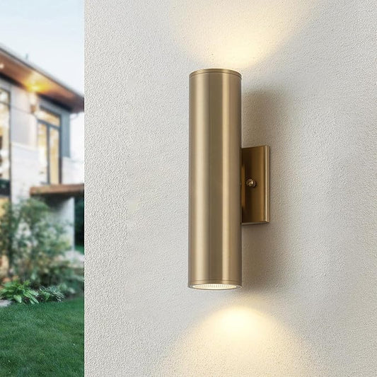 Modern Outdoor Wall Light 11.8" Integrated LED Cylinder Up and Down Outdoor Lights, 2-Light Exterior Lighting Fixtures for House Patio Front Porch Garage