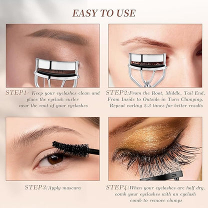 docolor Eyelash Curler with Eyelash Comb, Lash Curler with 8 Pcs Silicone Refill Pads Suitable for All Eye Shapes Curl up to one Day Easy to Operate No Pinching or Pulling Eyelash Eye Makeup Tool