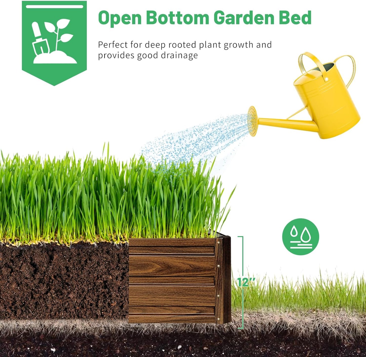 SnugNiture 2 Pcs 8x4x1FT Raised Garden Bed Galvanized Planter Garden Boxes Outdoor, Deep Root Planter Raised Bed for Vegetables Flowers Herbs,Brown