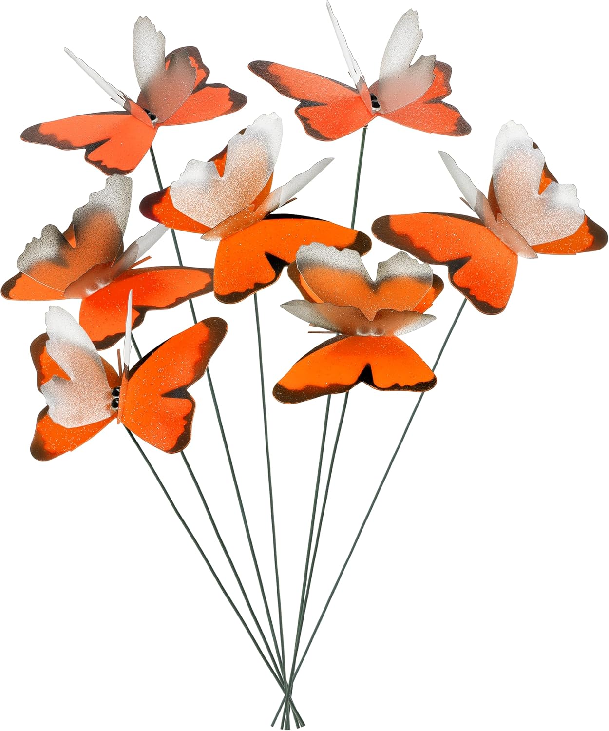 Handmade Butterfly Garden Stakes – Set of 7 Orange Decorative Butterflies Idea for Garden & Nature Lovers – Outdoor & Indoor Garden Decor – Air Aquarium Handmade by Kushner