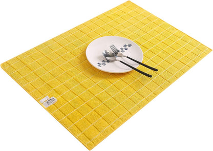 Microfiber Dish Towels - Soft, Super Absorbent and Lint Free Kitchen Towels - 8 Pack (Lattice Designed Yellow Colors) - 26 x 18 Inch (Yellow)