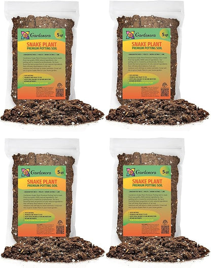 GARDENERA Premium Snake Plant Potting Soil Mix - 10 Quart - Green Sansevieria Trifascatia Zeylanica Plants, Plant or Re-Pot Your Snake Plant (2 Bags of 5 Quart)