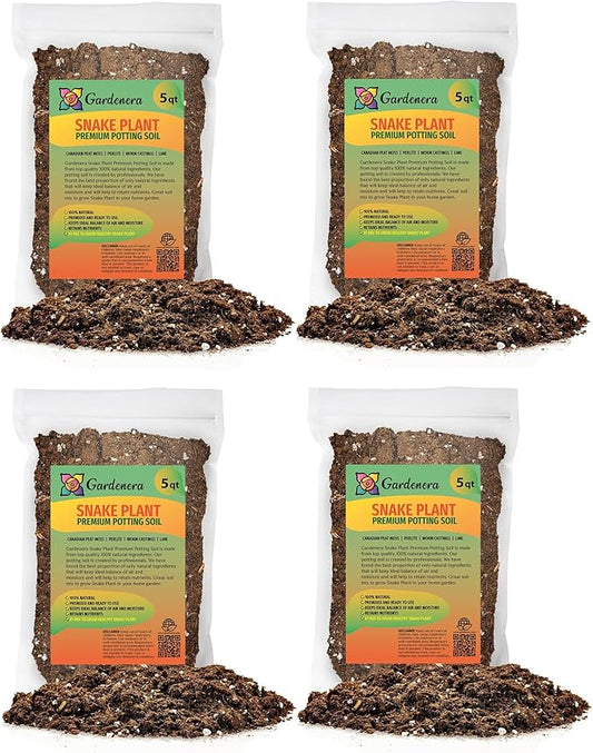 GARDENERA Premium Snake Plant Potting Soil Mix - 10 Quart - Green Sansevieria Trifascatia Zeylanica Plants, Plant or Re-Pot Your Snake Plant (2 Bags of 5 Quart)
