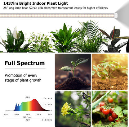 STERREN Grow Lights Stand for Indoor Plants, Full Spectrum Plant Floor Lamp for Indoor Growing, 22W LED Plant Light with 4/8/12H Timer, 47’’ Modern White Standing Grow Light for All Stages,1437lm