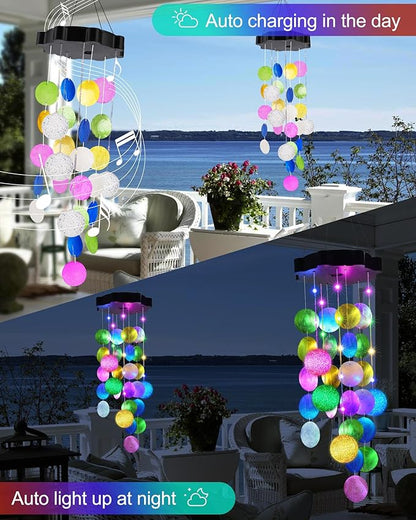 Toodour Solar Wind Chimes for Outside, Hanging Easter Pastel Lights with 2 Modes, Shells Light Gifts for Mom Grandma Wife, LED Outside Decorative Mobile Lights for Garden Yard Patio Easter Decorations