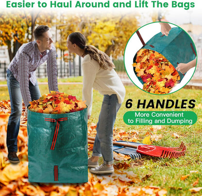 ARCITON 2-Pack 53 Gallon Reusable Yard Waste Bags 6 Reinforced Handles Heavy Duty Garden Bag Lawn and Leaf Bags Self-Standing Leaf Collector