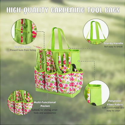 Heavy Duty Floral Gardening Tools Kit - 26PCS Gardening Tool Set with Non-Slip Rubber Handle, Complete Gardening Tool Bag Set for Women