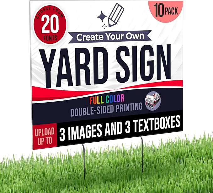 24x18" Double Sided Custom Yard Sign with Metal Stakes, Personalized Full Color Corrugated Yard Sign for Outdoors, Front and Back Custom Printed Personalized Lawn Signs (Design 6)