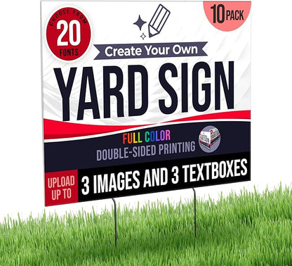24x18" Double Sided Custom Yard Sign with Metal Stakes, Personalized Full Color Corrugated Yard Sign for Outdoors, Front and Back Custom Printed Personalized Lawn Signs (Design 6)