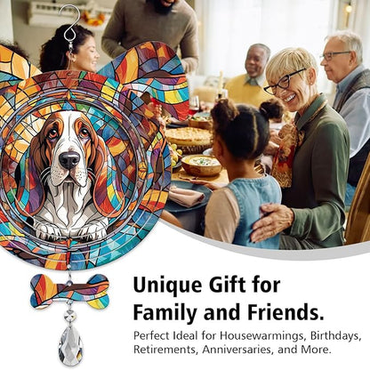 Basset Hound Dog Ears Wind Spinner, Basset Hound Wind Spinner Hanging for Yard and Garden