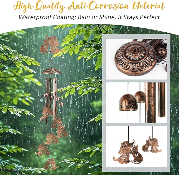 Cat Dog Wind Chimes for Outside,Gardening Gifts for cat Dog Lover，Women，Men，Mom，Birthday Party Decorations,Memorial Gifts,Wind Chimes Outdoors，Indoors,Room,Home,Wall,Garden,Patio,Yard Decor