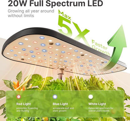 SUNCOZE Hydroponics Growing System Kit 12 Pods, Indoor herb Garden with 20W LED Grow Light, Visible Water Tank with Pump, 2.2"-12.4" Adjustable Height Indoor Gardening System, Gardening Gifts, Black