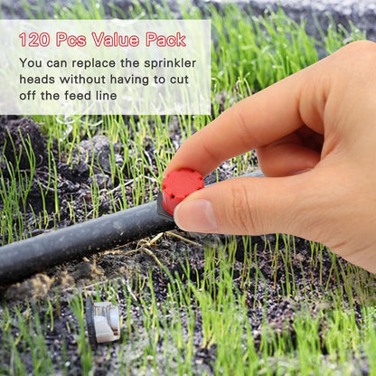 120 PCS Irrigation Drippers Sprinklers,1/4 Inch Drip Emitters, 360 Degree Adjustable Flow Dripper, 8-Hole Irrigation Nozzles for Flower Plant Watering System