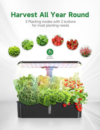Hydroponics Growing System Kit 12 Pods,Indoor Herb Garden with Light,Kitchen Hydro Ponic Grow System, Countertop Hydro Garden,Smart Planting Kit Home,Plant Grower Inside Kit,Lettuce Grower