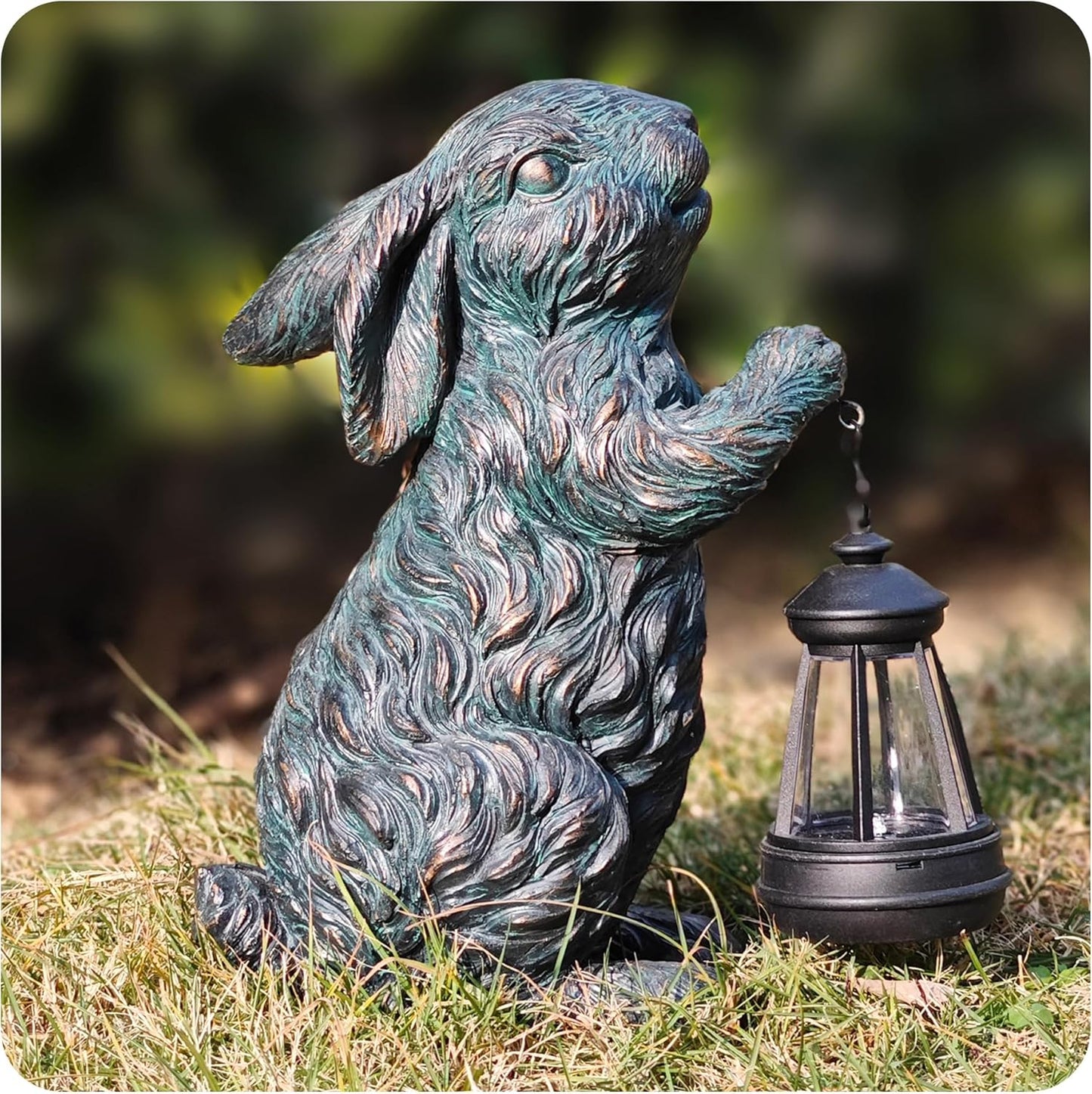 Solar Garden Outdoor Decor Bunny Statues,Figurine Decorations Rabbit for Yard Patio Lawn Balcony Ornament, Home Houses Holiday Lighting, Unique Housewarming Gifts for Mom Grandma Women Wife Sister