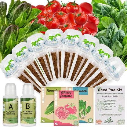 Salad Seed pod Kit for AeroGarden, Includes Spinach/Romaine Lettuce/Cherry Tomato Seed - Hydroponics Supplies for Most Brands 8-POD