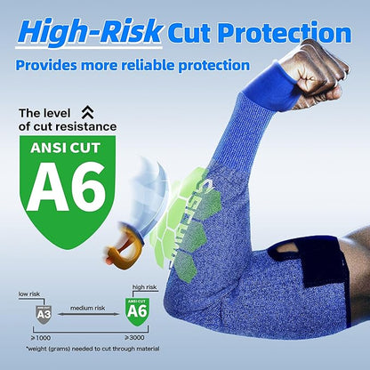 Schwer 2 Pairs AIR-SKIN ANSI A6 Cut Resistant Arm Sleeves for Men & Women High Risk Work, Non-PFAS Arm Protectors for Thin Skin and Bruising, UPF50+ UV Protection Cooling Gardening Sleeves for Farming