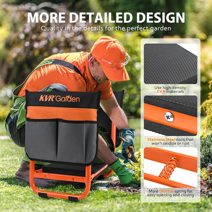 KVR Garden Kneeler Seat Heavy Duty, 2024 Upgraded Garden Bench Widened 10.2", Anti-Rust & Anti-Wear, Foldable Gardening Stool Prevents Back Pain Knees, Gift for Women Men, Seniors, Mom, Dad