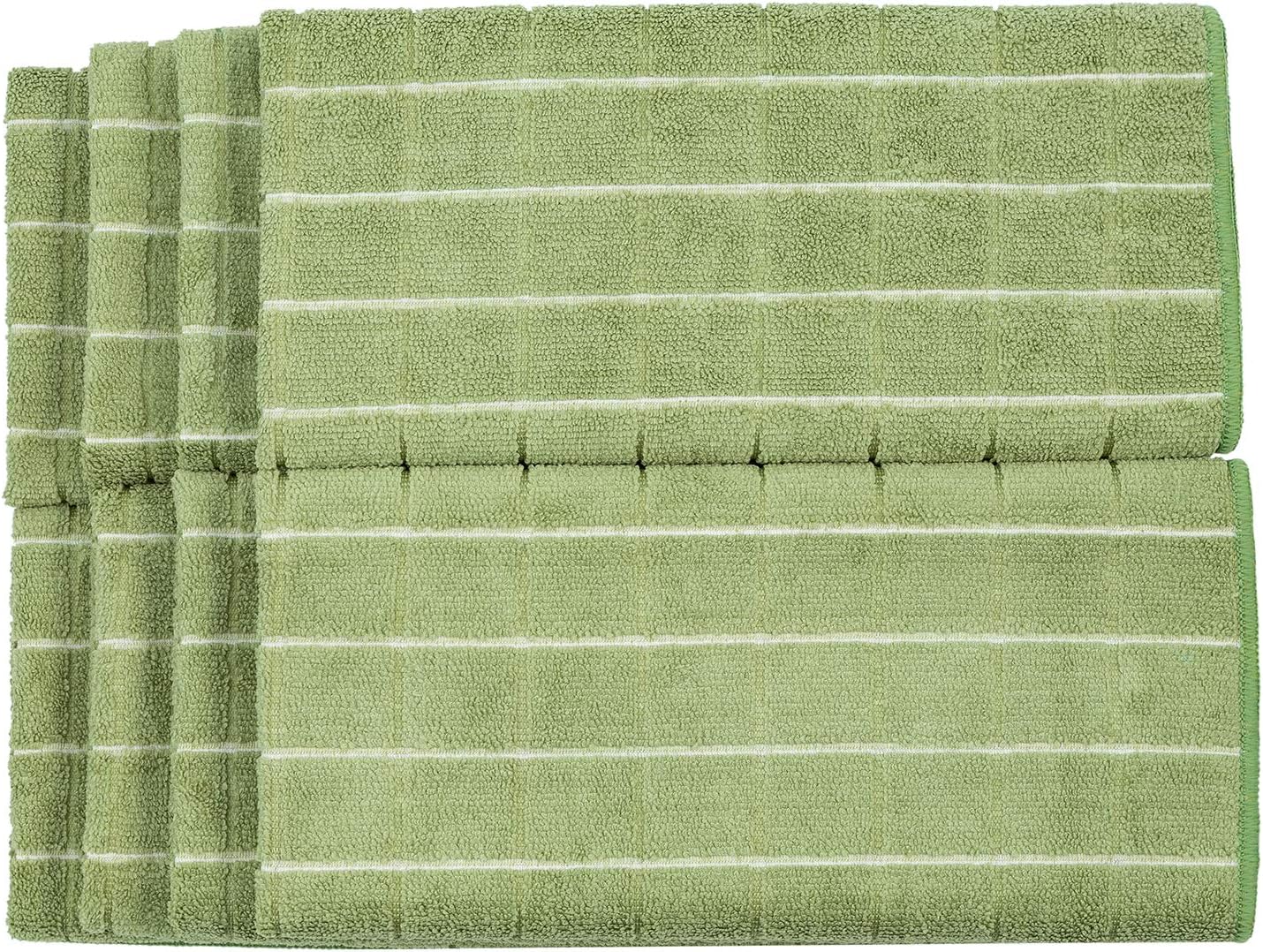 Microfiber Dish Towels - Soft, Super Absorbent and Lint Free Kitchen Towels - 8 Pack (Lattice Designed Olive Colors) - 26 x 18 Inch (Olive Green)