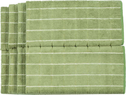 Microfiber Dish Towels - Soft, Super Absorbent and Lint Free Kitchen Towels - 8 Pack (Lattice Designed Olive Colors) - 26 x 18 Inch (Olive Green)