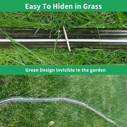 25FT Flat Sprinkler Hose for Lawn Watering Garden Soaker Hose with Holes, Heavy Duty Lightweight No-Kink Water Hose with Stakes, Irrigation Hose, Great Fun for Kids and Dog