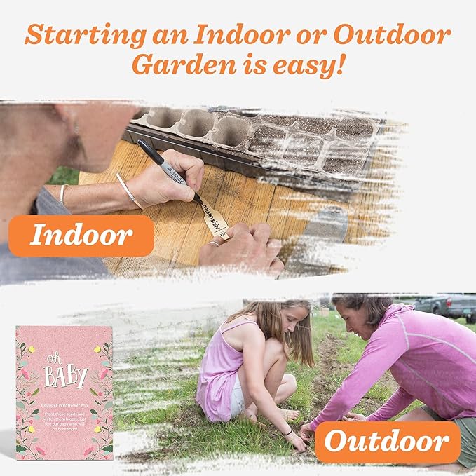 BENTLEY SEED CO. Oh Baby Flower Seeds Packets - Girl/Boy Baby Shower Favors - Pre-Filled, 25 Wildflower Seed Packs for Favor - Eco-Friendly Gift & Babys Guest Giveaways - Non-GMO Seeds - Pink