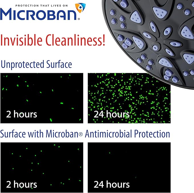 AquaDance Antimicrobial/Anti-Clog High-Pressure 6-setting Hand Shower with Nozzle Protection from Growth of Mold, Mildew & Bacteria for Stronger Shower! - Sunset Blue