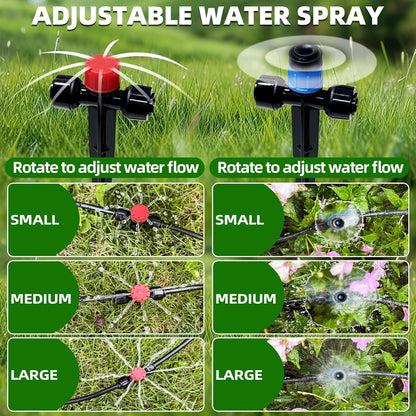 50FT Drip Irrigation System, 2025 Quick Connector Garden Irrigation System, Adjustable Nozzle, Garden Watering System with 1/4 '' Pipe, Garden, Vegetable, Greenhouse, Lawn Sprinkler