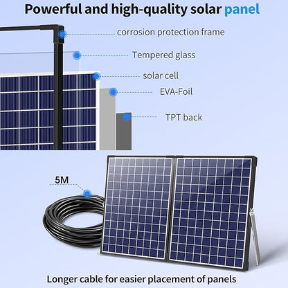 Biling Solar Fountain Pump with 35W Efficient Panel, Solar Fountain Pump with 450GPH Flow High Speed, Fountain with PVC Tubing 4 Nozzles Accessories for Waterfall, Ponds, Wildlife Garden