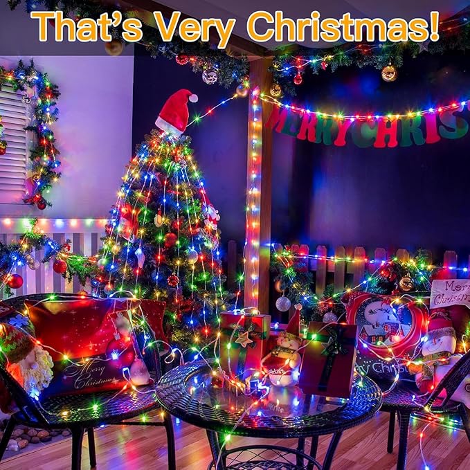 Ollny Outdoor Christmas Lights 1000LED 328FT, Multicolor Fairy Lights IP67 Waterproof, Plug in String Light with Remote 8 Modes Timer, Xmas Light for Outside Indoor House Tree Decorations