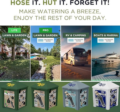 Garden Hose Holder System - Garden Hose Reel Alternative, Perfect for Outdoor Hose Storage - All-in-One Water Hose Holder for Outside - With 3 Hoses & Accessories (Green - Lite Lawn & Garden)