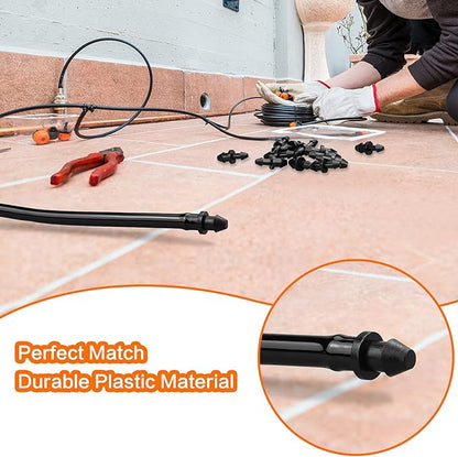 1/4" Drip Irrigation End Plug Fittings, 60 Pieces Drip Barbed End Cap Connectors for 1/4 Inch Irrigation Tubing, Drip Line Goof Plugs for Garden Lawn Systems