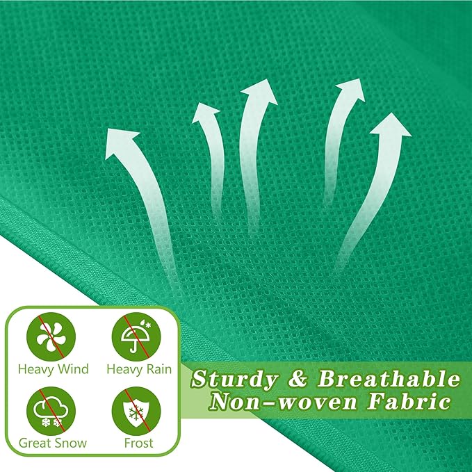 10 Pieces Plant Covers Freeze Protection Winter Plant Frost Cover with Drawstring and Zipper Large Plant Protector Bag for Frost Blankets Jacket for Outdoor Plant, Green, 31.5 x 47.2 Inch