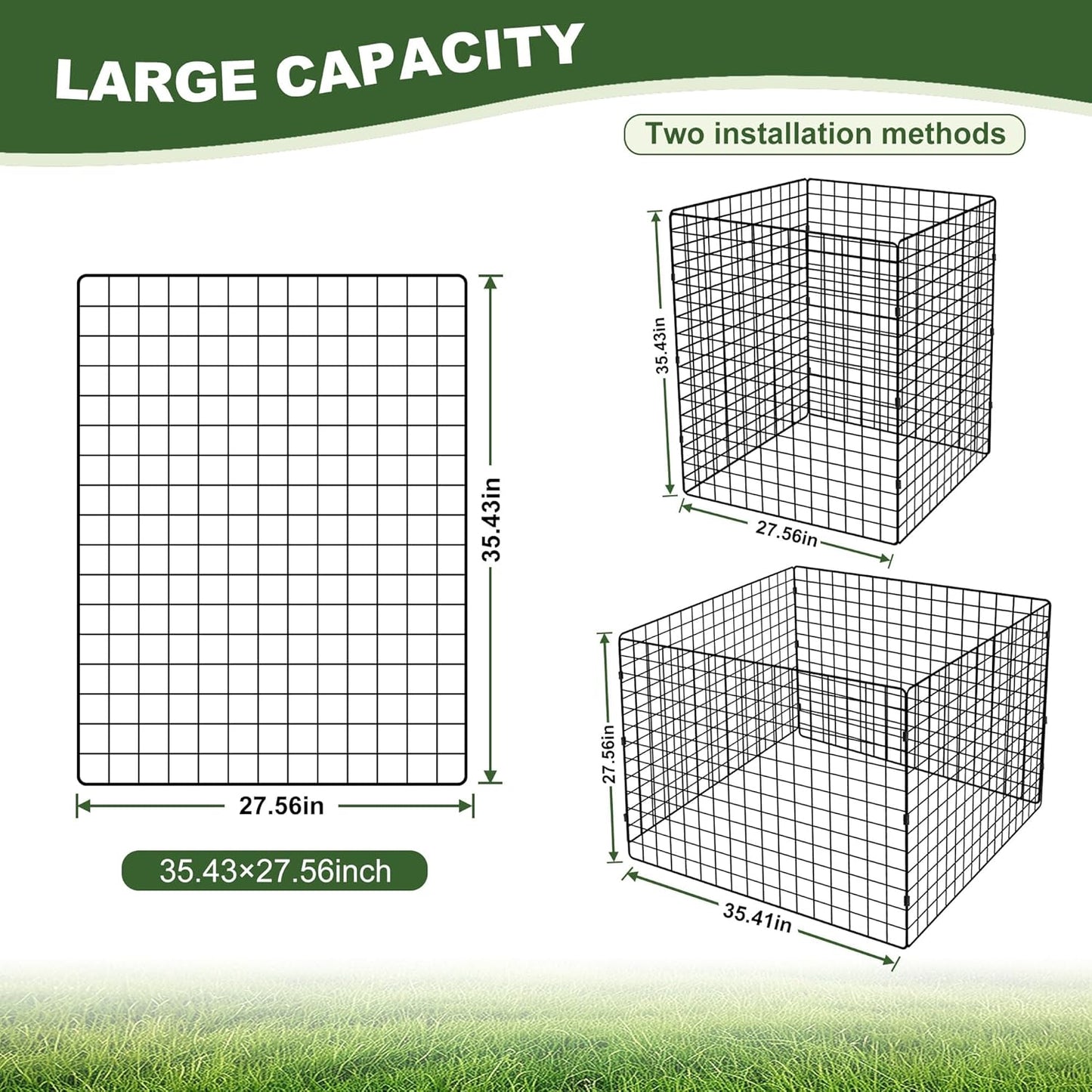 Large Compost Bin Outdoor, Square Mesh Garden Wire Compost Bin for Stacking Leaves and Yard Waste 36X36X28 Inches