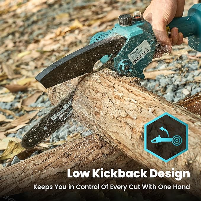 Seesii Mini Chainsaw 8-inch, Mini Chainsaw Cordless Tool Set, Battery Chainsaw with 2x 4.0Ah Batteries, Handheld Electric Power Chain Saw with Oiler, Safety Lock for Tree Trimming,Wood Cutting