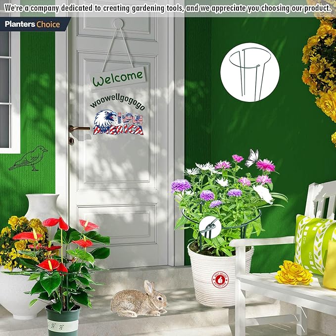 6-Pack Snake Plant Support Stakes, Half-Round Peony Cages and Supports, Green Plant Support Ring - Sturdy and Durable for Indoor and Outdoor Potted Plants, Such as Amaryllis, Peony, Hydrangea