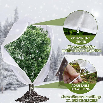 Remiawy Plant Covers Freeze Protection, 2.0 oz/yd² Shrub Jacket Plant Covers for Winter, 2 Pack 50 x 70 Inch Reusable Frost Cloth Bags Protectors for Cold Weather Outdoor Potted Plants Fruit Trees