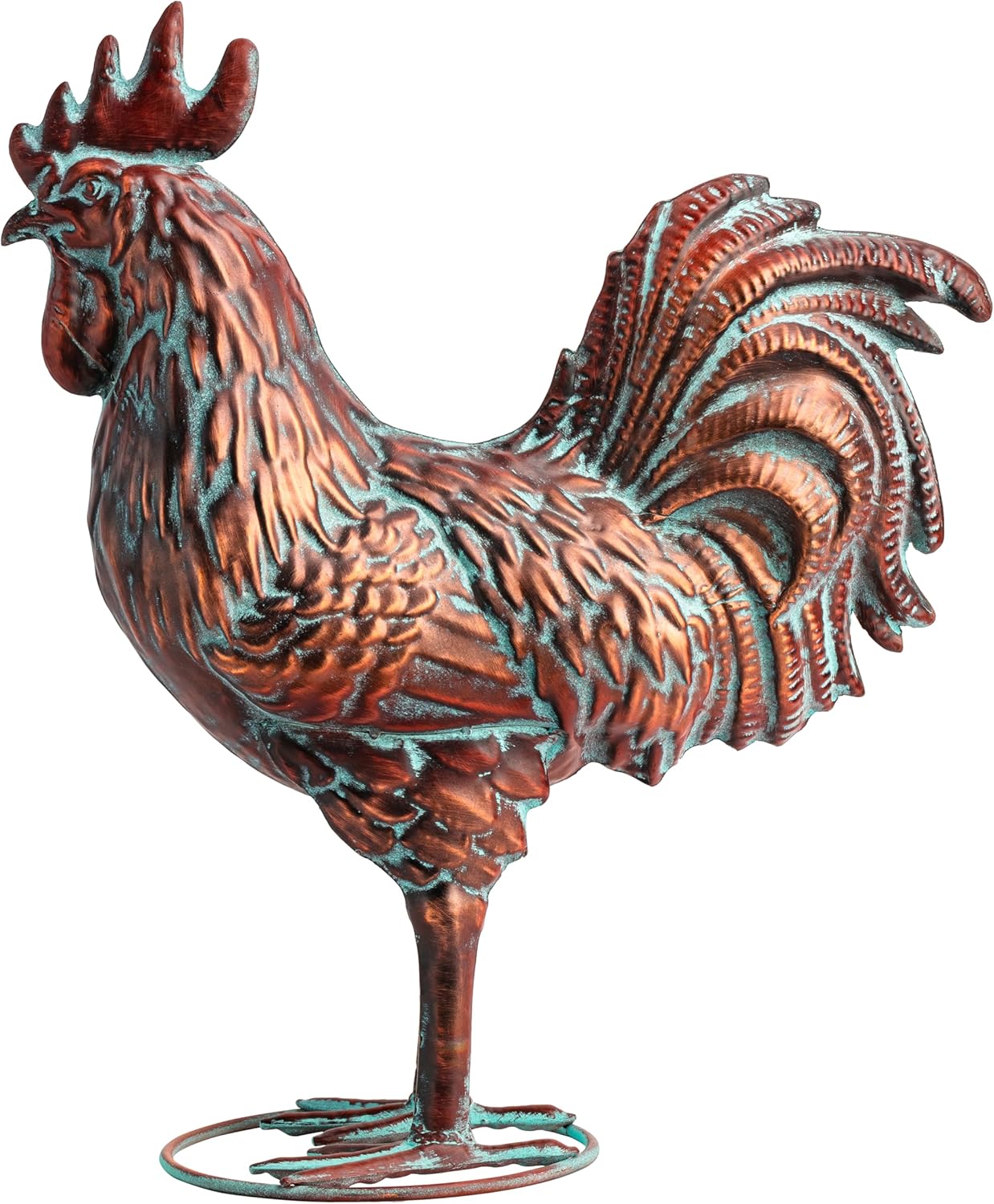 Metal Rooster Statue Garden Yard Decor,15.7"L x 18.8"H Metal Chickens Yard Art, Vintage Outdoor Chicken Rooster Figurine for Backyard Patio Lawn Home Kitchen Decorations, Gift for Chicken Lovers