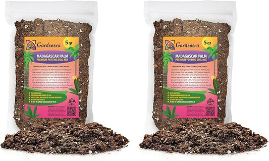 Gardenera Madagascar Palm Plant Potting Soil - All-Natural Blend for Thriving Palms - Boosts Root Health and Distinctive Elegance - 10 Quart