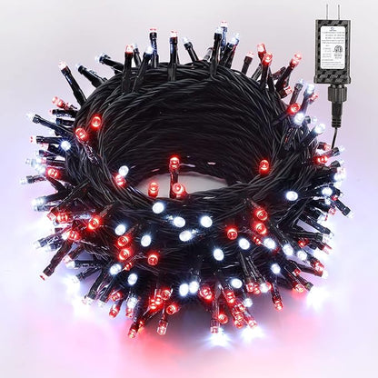 Brizled Red & White Christmas Lights, 78.74ft 240 LED String Lights Connectable, Outdoor Christmas Tree Light 8 Modes Mini Light String with Timer, Indoor Xmas Lighting for Garden Party
